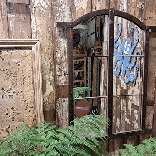 Dome Top Iron Window Mirror