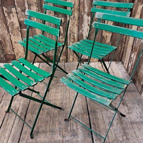 Folding Slatted Bistro Chairs