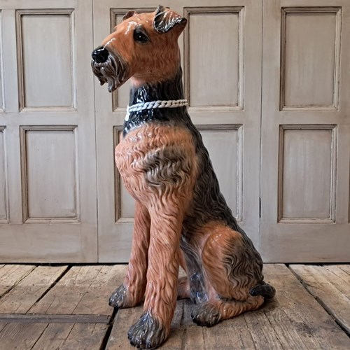 Giant Airedale Ceramic Statue