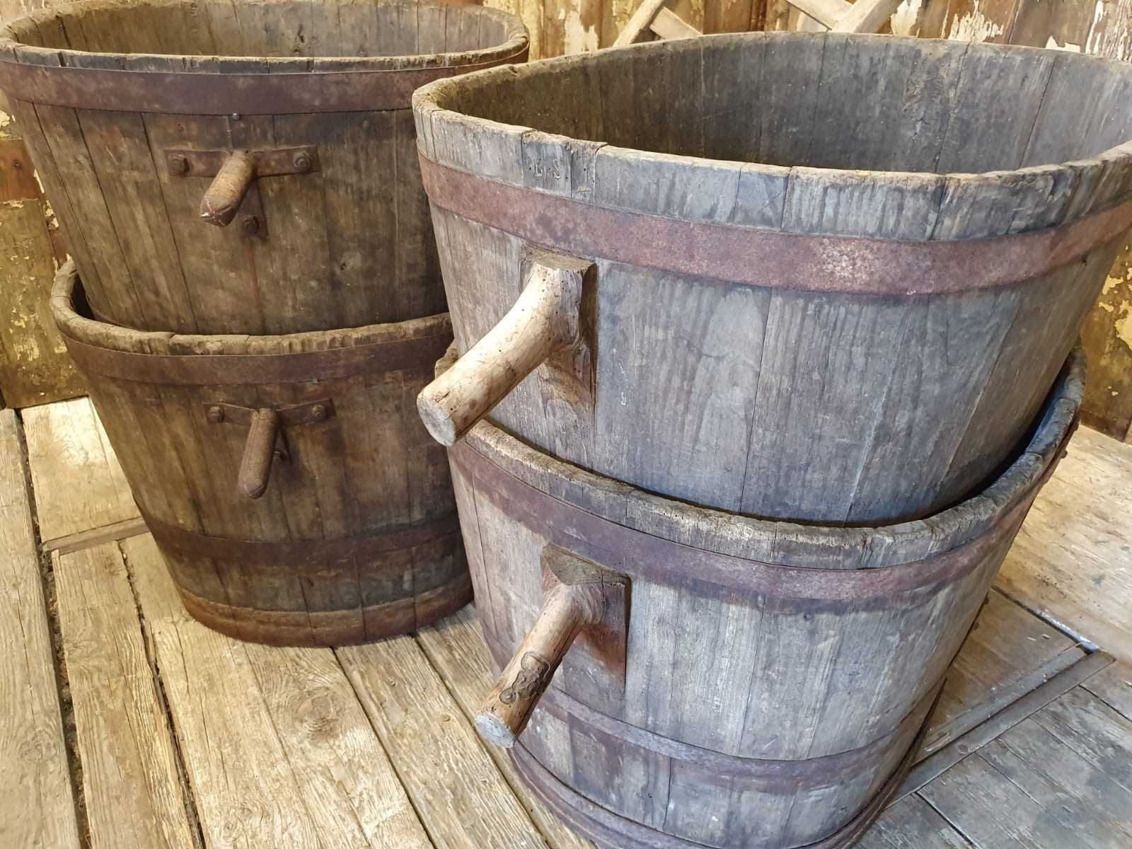 Antique French grape harvesting buckets