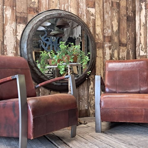 Industrial Leather Armchairs