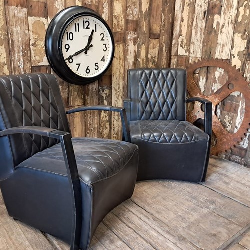 Industrial Style Leather Armchairs