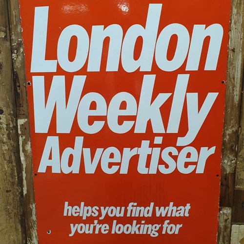 Vintage Enamel London Weekly Sign