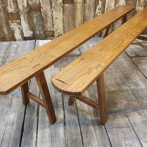 Pair Of Oak Refectory Benches