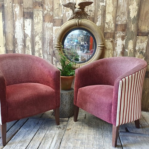 Pair Of 1920'S Velour Tub Chairs