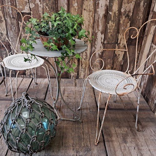 Pair Of French Steel Garden Chairs