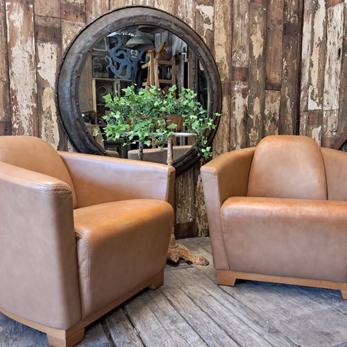 Pair Of Vintage Aviator Armchairs