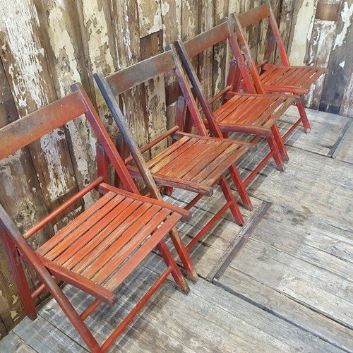 Set Of Four Folding Bistro Chairs
