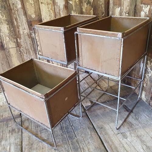 Set Of Three Factory Remnants Bins