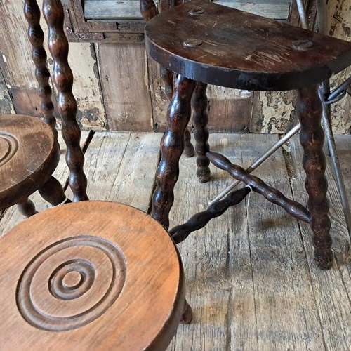 Small French Demilune Bobbin Stool
