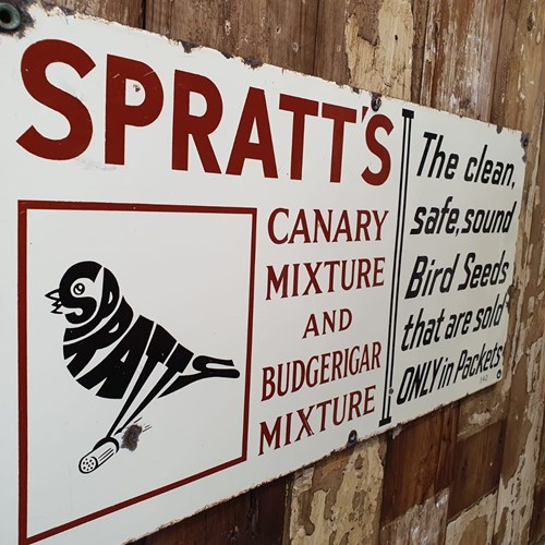 Spratts Enamel Bird Seed Sign