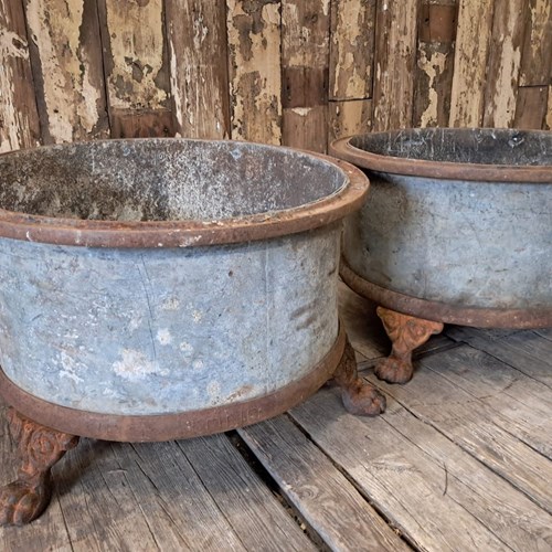 Vintage Metal Clawfoot Planters