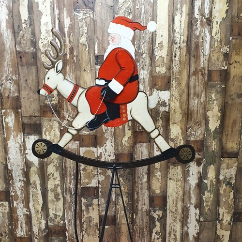 Vintage Santa Riding a Reindeer Balance Toy