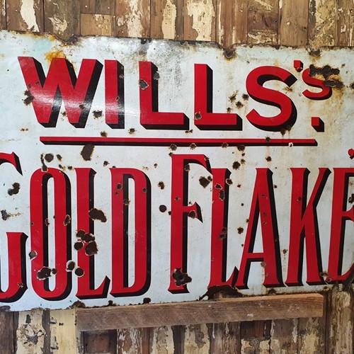 Vintage Enamel Gold Flake Sign