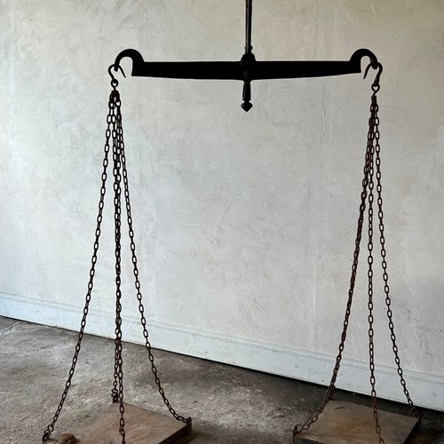 Huge Antique Wrought Iron Balance Scales