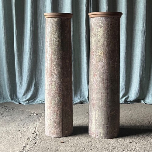 A Pair Of Painted Pine Columns