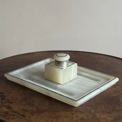 Onyx And Lapis Inlaid Inkstand