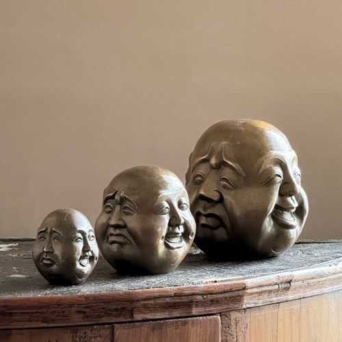 Three Bronze Buddha Heads