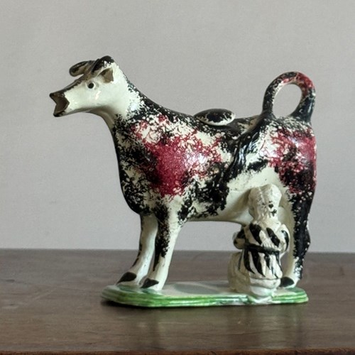Antique Prattware Cow Creamer