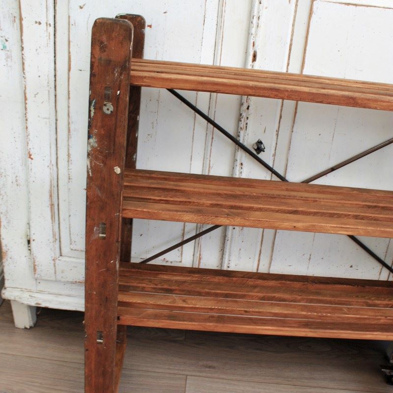 French Vintage Industrial Wooden Slated Shelves On Castors-restored-2-b-loved-img-1769-main-638240697363480990.JPG