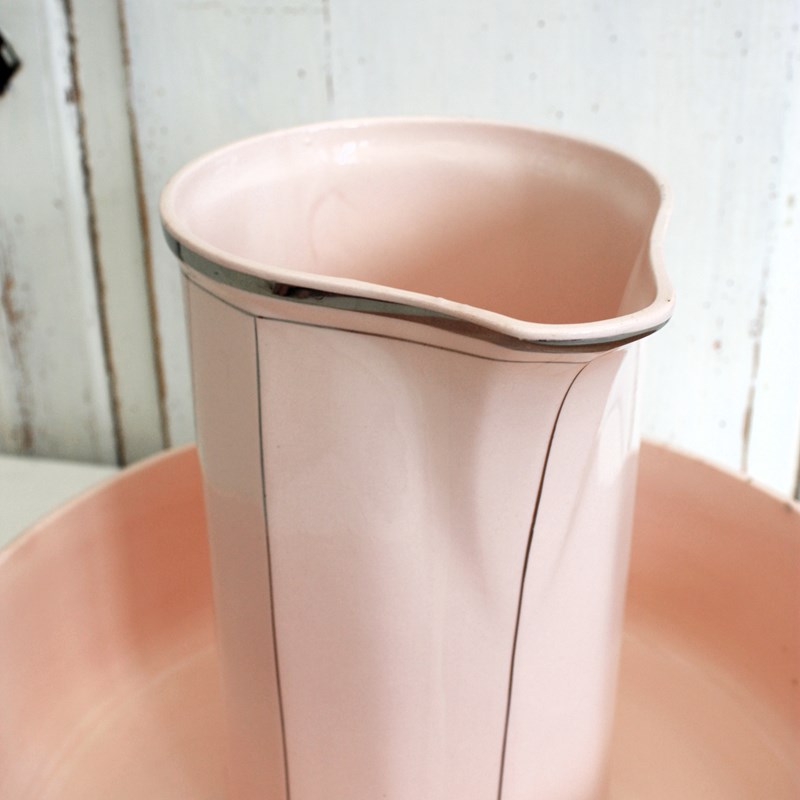French Pink Ceramic Art Deco Wash Jug And Bowl Set-restored-2-b-loved-img-2266-main-638289106554397214.JPG