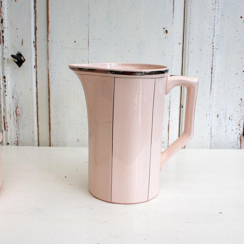French Pink Ceramic Art Deco Wash Jug And Bowl Set-restored-2-b-loved-img-2270-main-638289106680958192.JPG