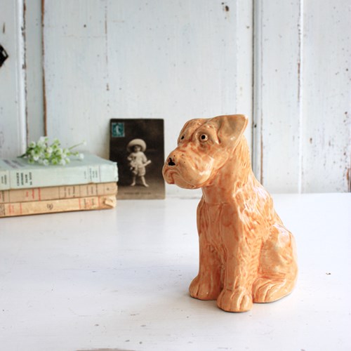 Cute 30'S Ceramic Kitsch Terrier Dog Ornament