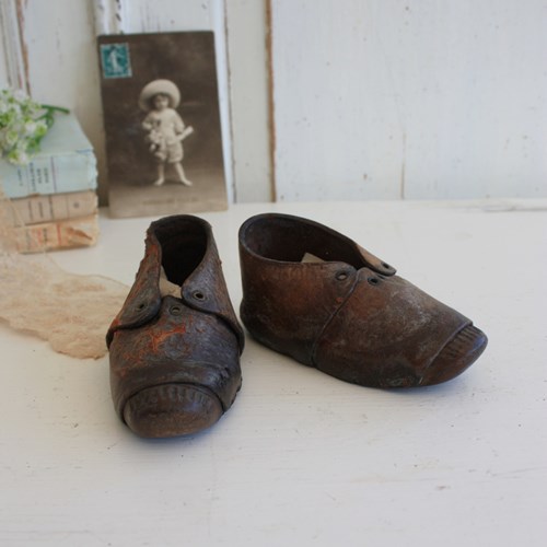 Antique Wooden Children's Shoes Or Cloggs