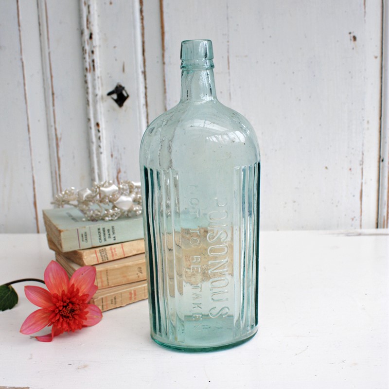 Large Decorative Ribbed Oval Aqua Poison Bottle-restored-2-b-loved-img-4584-main-638004858861924820.JPG