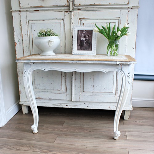 French Antique White Painted Console Table