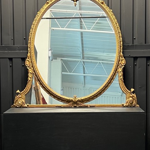 Exceptional 19th C Gilded Over Mantle Mirror