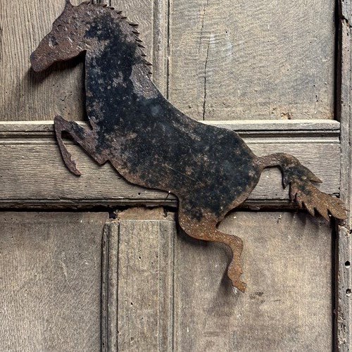 Early 20Th Century Primitive Sheet Metal Prancing Horse 