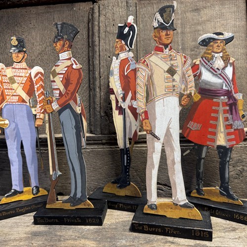 A Group Of Wooden Painted Soldiers From The Buffs By Lt E.V Howell C. 1929