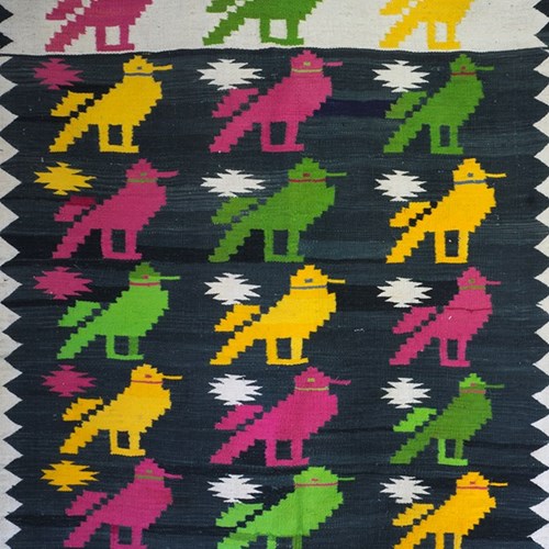 Pictorial Dhurrie With Birds And Tigers