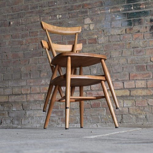 Ercol Light Elm Stacking Chairs Model #392