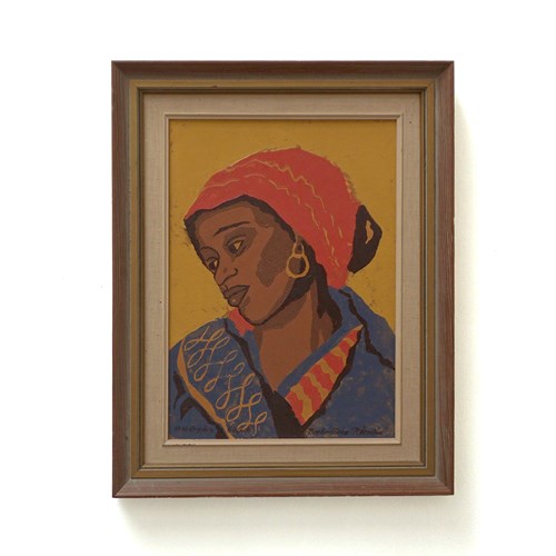 1960 Swedish Portrait Painting 'Berber Woman' 