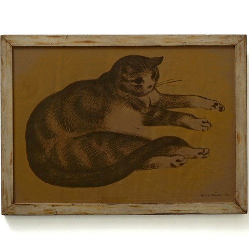 Mona Moore Print 'Tabby Cat' Signed & Dated 1938