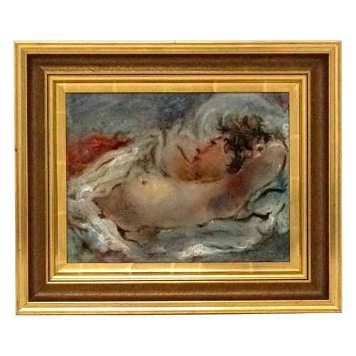 Swedish Oil Painting Female Nude Study 