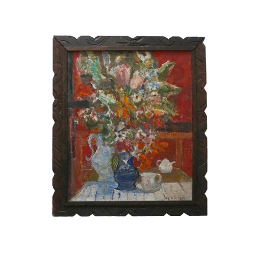 Henryk Krych Large Floral Still Life Painting