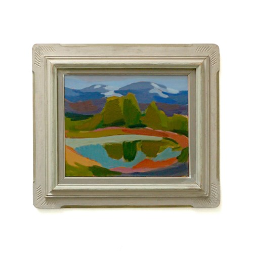 Vintage Swedish Landscape Painting Oil On Board