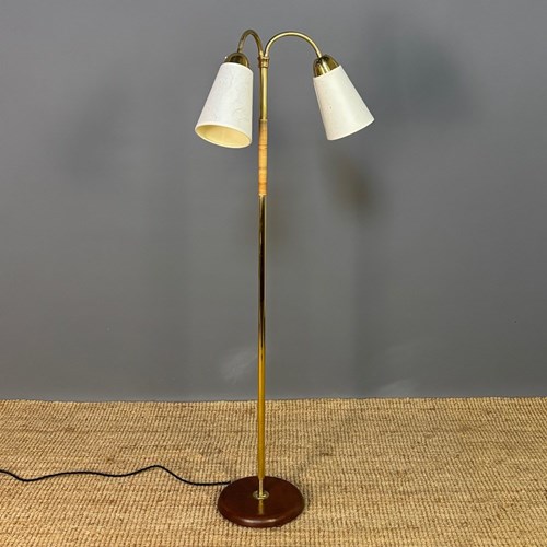 Mid-Century Two-Arm Brass Floor Lamp
