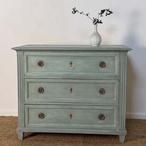 Antique Scandinavian Blue Chest Of Drawers