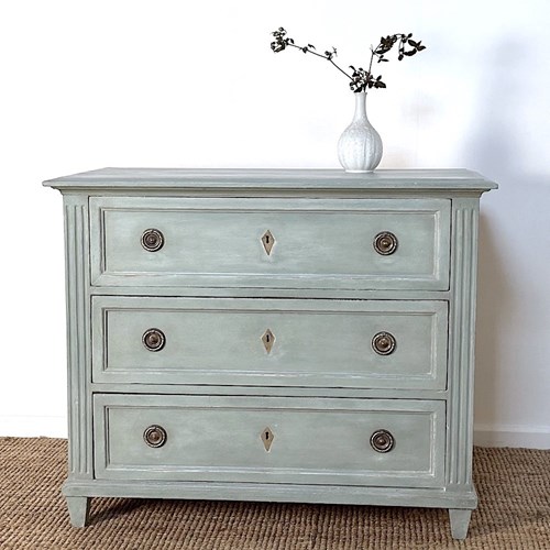 Antique Scandinavian Blue Chest Of Drawers