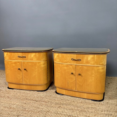 Pair Of Sycamore Bedside Cabinets 