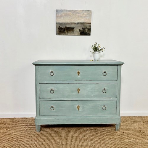 Continental Blue Painted Chest Of Drawers