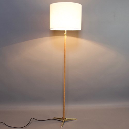 Midcentury Leather Wrapped Floor Lamp