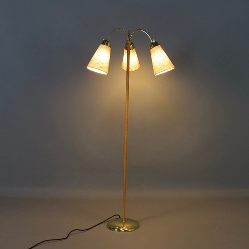 Midcentury Leatherwrapped Floor Lamp