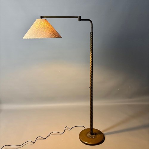 Patinated 1930S Brass Standard Lamp 