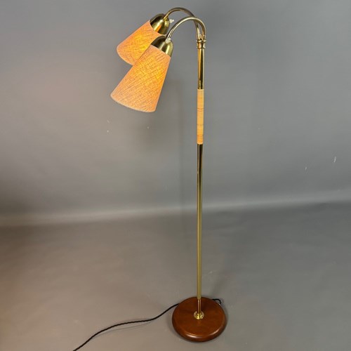 Twin Light  Gooseneck Brass Floor Lamp