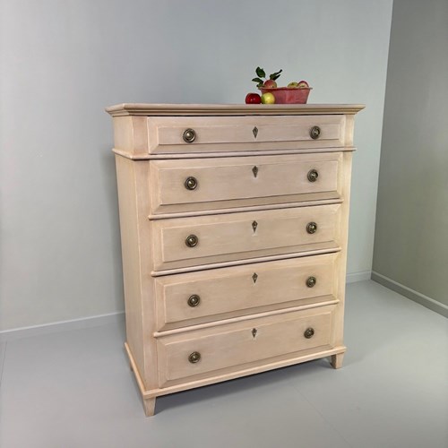 19Th Century Danish Painted Tall Chest Of Drawers
